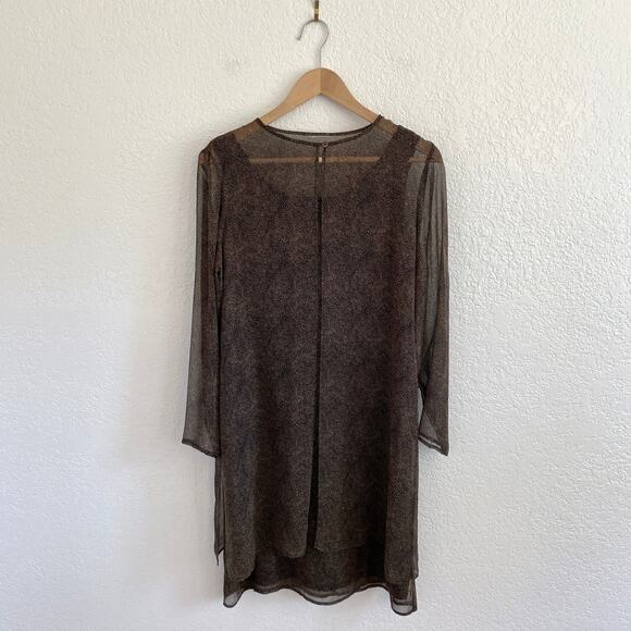 VTG Robbie Bee Silk Two-Piece Dress & Duster Set Black & Tan Knee Length Size 6 - Picture 6 of 14